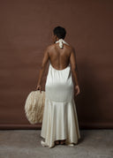 serene backless dress cream